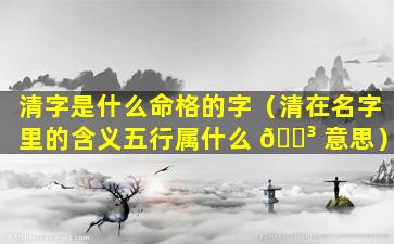 清字是什么命格的字（清在名字里的含义五行属什么 🌳 意思）